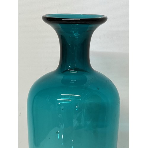 142 - Mid century art glass vase in a striking blue colour way, 40 cm high.

This lot is available for in-... 