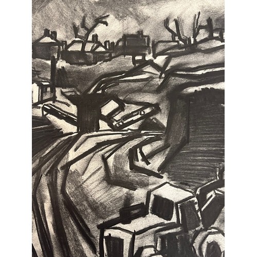 372 - Original charcoal sketch of a construction site digger at work. 36 cm x 25 cm.

This lot is availabl... 