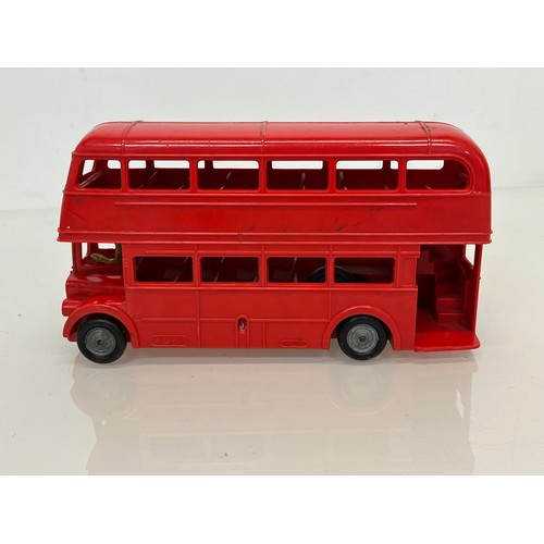 180 - Two diecast Matchbox toy buses and a large plastic Mettoy model of a London Routemaster Bus. 

This ... 