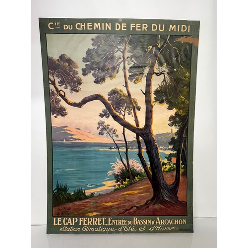 121 - An early C20th French Railway poster advertising the start of train services across the south coast ... 