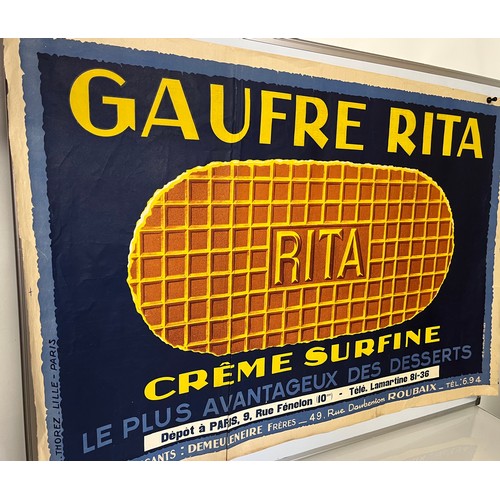 124 - A large Art Deco advertising poster for Rita products, from a french billboard,  119cm x 80.5 cm.

T... 