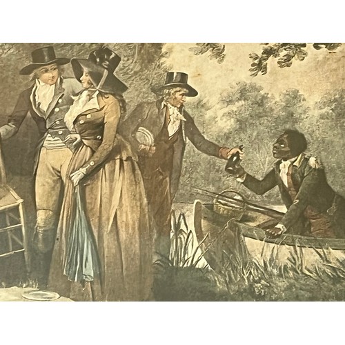 125 - Framed print, The Anglers Retreat, by G Morland, interesting black social history reference.

This l... 