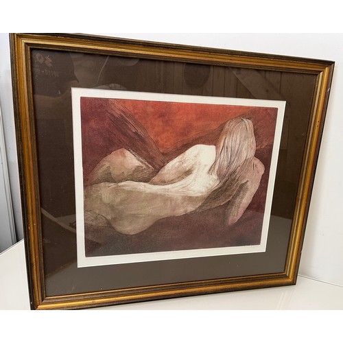 129 - Signed limited edition print, study of a naked female, 58cm x 51 cm.

This lot is collection only