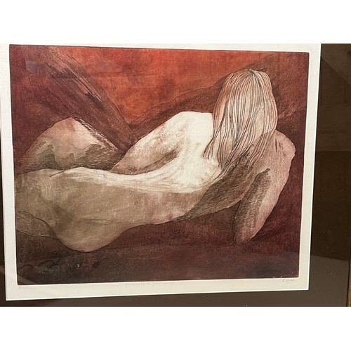 129 - Signed limited edition print, study of a naked female, 58cm x 51 cm.

This lot is collection only