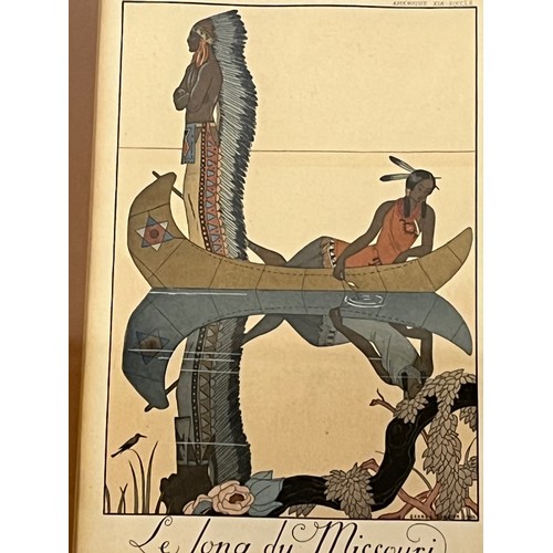 130 - Framed art deco fashion study of North American Indians by George Barbier dated for 1922. 40.5cm x 3... 