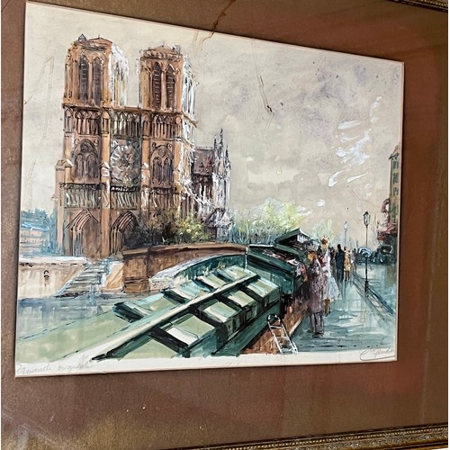 439 - A framed painting of Notre Dame cathedral.

This lot is available for in-house shipping