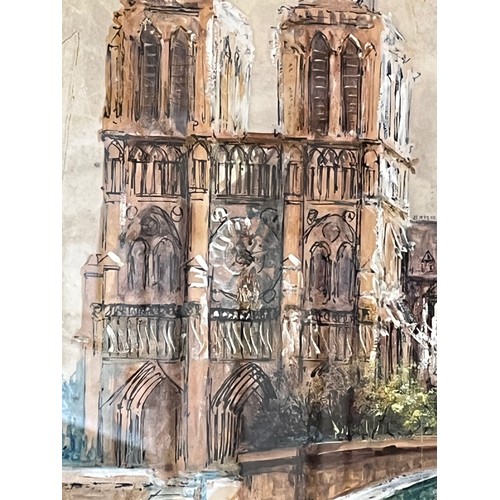 439 - A framed painting of Notre Dame cathedral.

This lot is available for in-house shipping