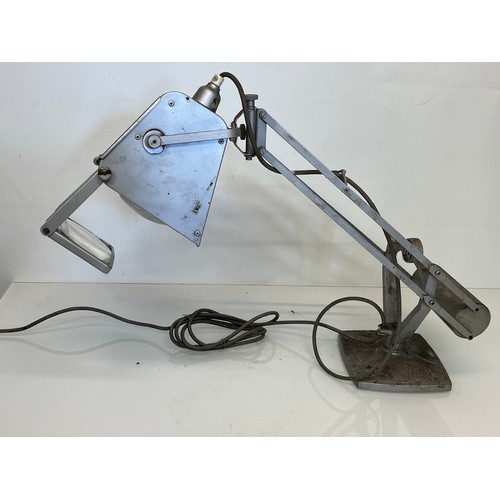 290 - Mid Century designer industrial lighting, a Hadrill Horstman work lamp with foldaway magnifier.

Thi... 