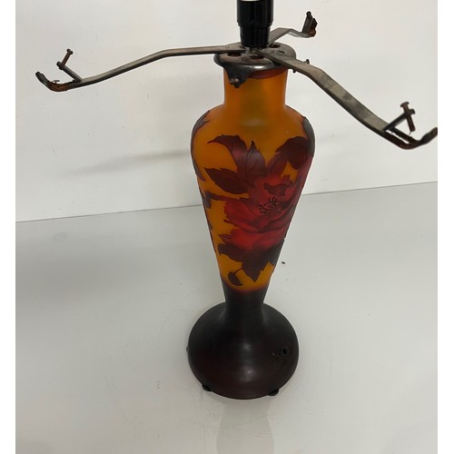 293 - Decorative C20th lighting, a coloured glass French art nouveau table lamp with floral decoration.  5... 