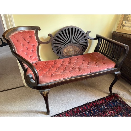 31 - Decorative inlaid Edwardian sofa, 118 cm wide x 56cm x 87 cm high.

This lot is collection only