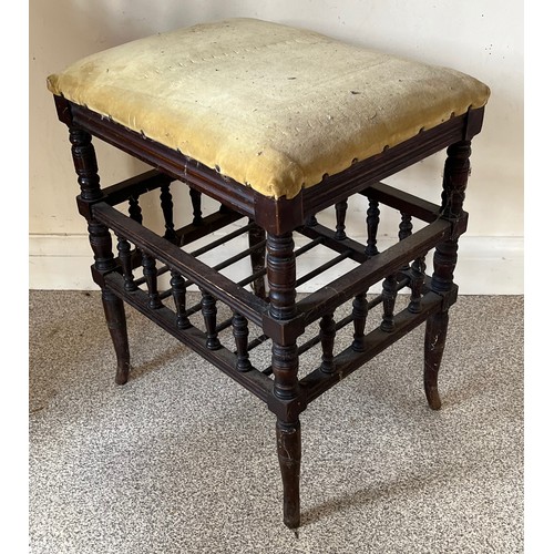 32 - Upholstered stool with undershelf, 35 cm x 45 cm x 56 cm high.

This lot is collection only