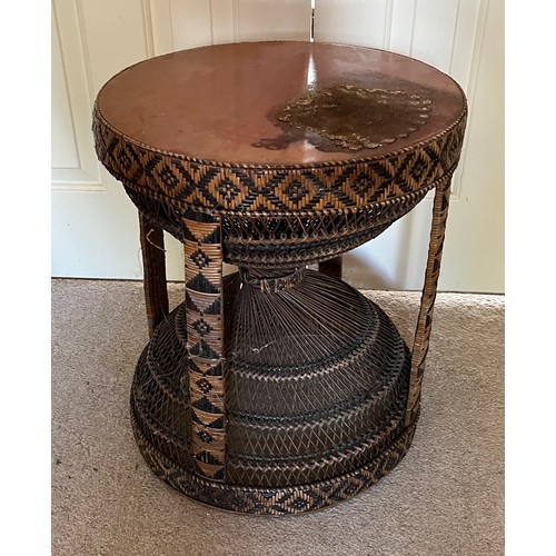 38 - Woven basket work side table 42 cm x 49 cm high.

This lot is collection only