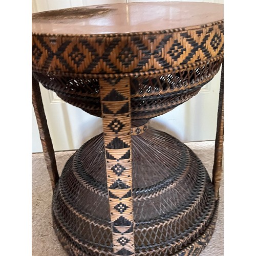 38 - Woven basket work side table 42 cm x 49 cm high.

This lot is collection only