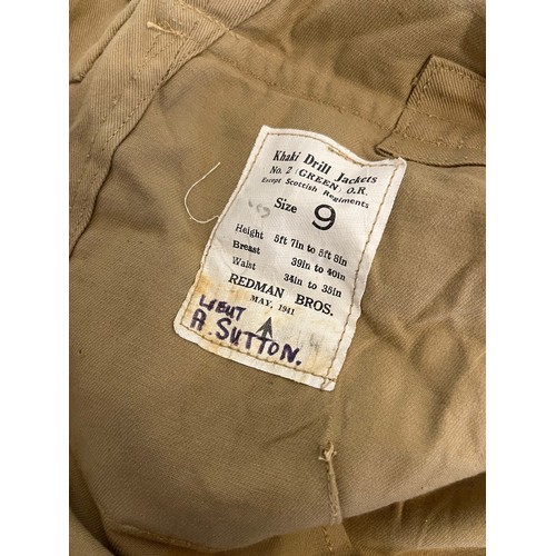 313 - Militaria, 1941 dated British army uniform jacket from Lieut A Sutton who served in counter intellig... 