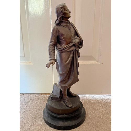 346 - A bronzed cast figure of the English poet John Milton, 47 cm high.

This lot is available for in-hou... 