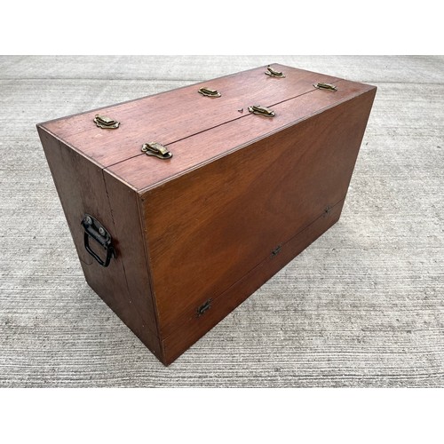 473 - Tools, vintage carpenters tools and engineering tools. A wooden tool chest, 78 cm x 35 cm x 46 cm hi... 