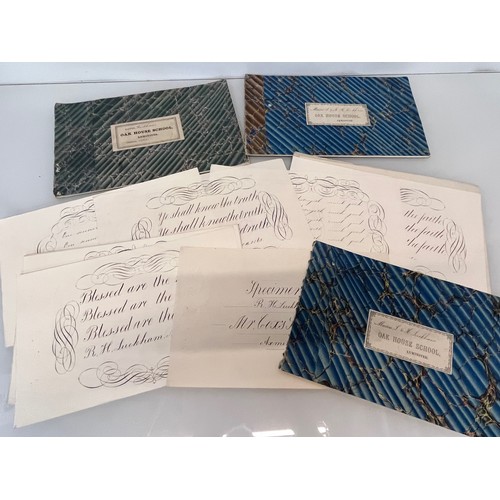 392 - Ephemera, calligraphy, a collection of mid C19th handwriting exercises from Oak House School Axminst... 