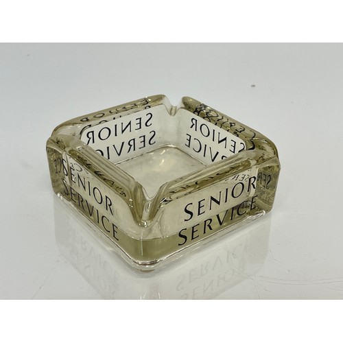 406 - Glass Senior Service advertising ash tray.

This lot is available for in-house shipping.