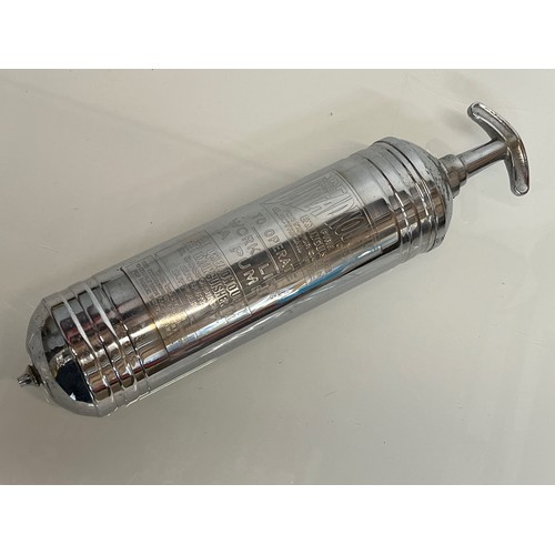 409 - Dreadnought chrome plated motoring fire extinguisher.

This lot is available for in-house shipping.