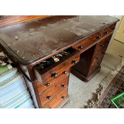 54 - Mahogany knee hole desk.

This lot is collection only.