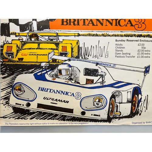 67 - Automobilia, 1970’s motor racing poster sponsored by Encyclopedia Britannica, 75.5 cm x 51 cm.

This... 