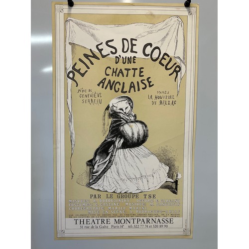 77 - 1970’s theatre poster for a Parisian production of The Heartache of an English Cat, 65.5cm x 35.5 cm... 