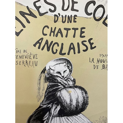 77 - 1970’s theatre poster for a Parisian production of The Heartache of an English Cat, 65.5cm x 35.5 cm... 