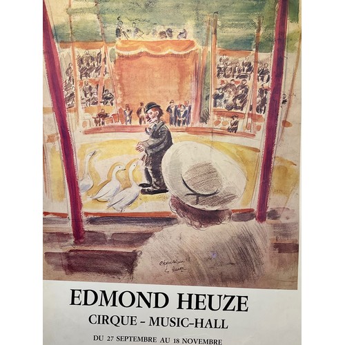 103 - Poster for exhibition on Circus and Music Hall inspired paintings by Edmond Heuze, 74 cm x 52 cm.

T... 