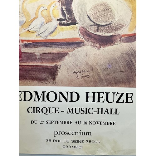 103 - Poster for exhibition on Circus and Music Hall inspired paintings by Edmond Heuze, 74 cm x 52 cm.

T... 