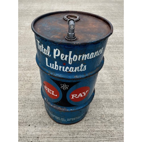 137 - Automobilia, vintage motor car garage large 16 US gallon oil drum for Bel Ray Performance Oils. 37 c... 