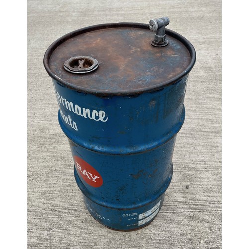 137 - Automobilia, vintage motor car garage large 16 US gallon oil drum for Bel Ray Performance Oils. 37 c... 