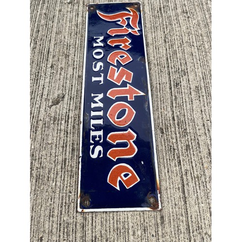 139 - Automobilia, enamel garage adverting sign Firestone tyres. 12 inches x 3 ½ inches.

This lot is avai... 
