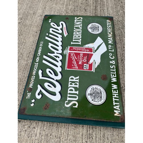 140 - Automobilia, an enamelled garage advertising sign for Manchester based  Wellsaline motor oils.

This... 