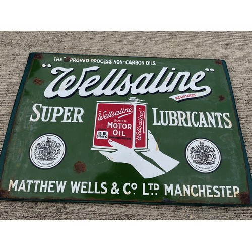 140 - Automobilia, an enamelled garage advertising sign for Manchester based  Wellsaline motor oils.

This... 