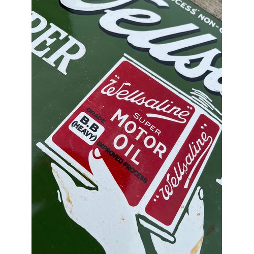 140 - Automobilia, an enamelled garage advertising sign for Manchester based  Wellsaline motor oils.

This... 