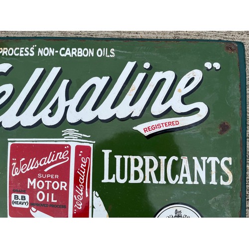 140 - Automobilia, an enamelled garage advertising sign for Manchester based  Wellsaline motor oils.

This... 