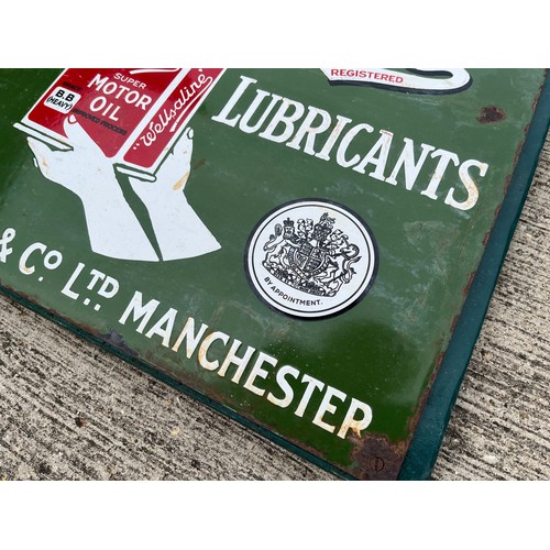 140 - Automobilia, an enamelled garage advertising sign for Manchester based  Wellsaline motor oils.

This... 