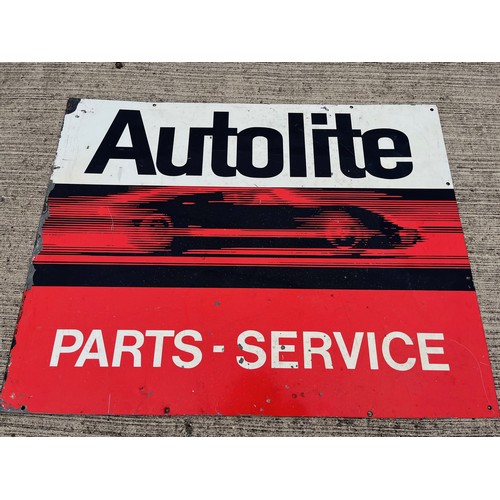 141 - Automobilia, A double sided Ford motor car garage parts sign for Autolite each side illustrated with... 