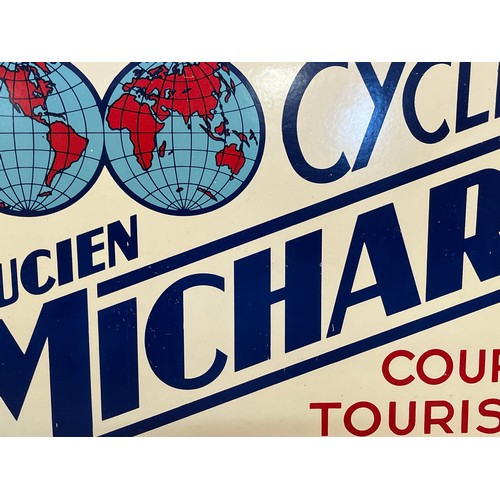 142 - Automobilia, Cycling collectable, shop sign advertising Lucien Michard cycles, double sided hanging ... 