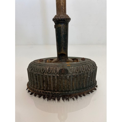 173 - Tools, a rare floor polisher for parquet flooring, a broom sized device fitted with a very heavy piv... 