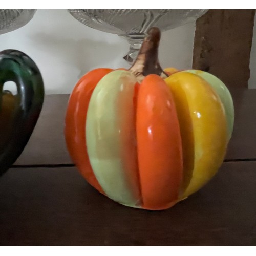 188 - Some mixed glass table wares and a ceramic gourd.

This lot is available for in-house shipping