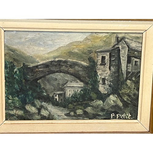 192 - Oil on board mid century painting of a bridge signed P Petit, 39 cm x 31 cm.

This lot is available ... 