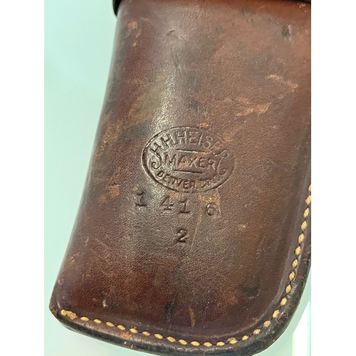 193 - A quality leather holster for a pistol by HH Heiser of Denver USA,  22 cm x 13 cm.

This lot is avai... 