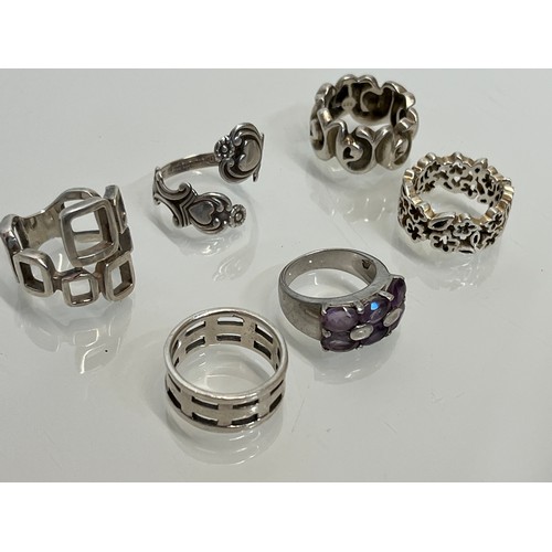 197 - Silver costume jewellery, six C20th rings most marked for silver.

This lot is available for in-hous... 