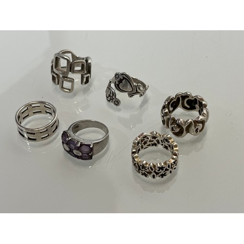 197 - Silver costume jewellery, six C20th rings most marked for silver.

This lot is available for in-hous... 