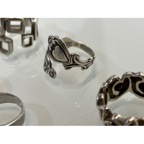 197 - Silver costume jewellery, six C20th rings most marked for silver.

This lot is available for in-hous... 