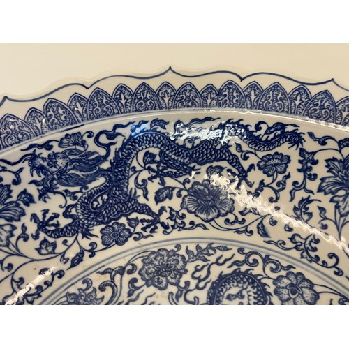 204 - Oriental bowl decorated with Dragons. 40 cm in diameter.

This lot is available for in-house shippin... 