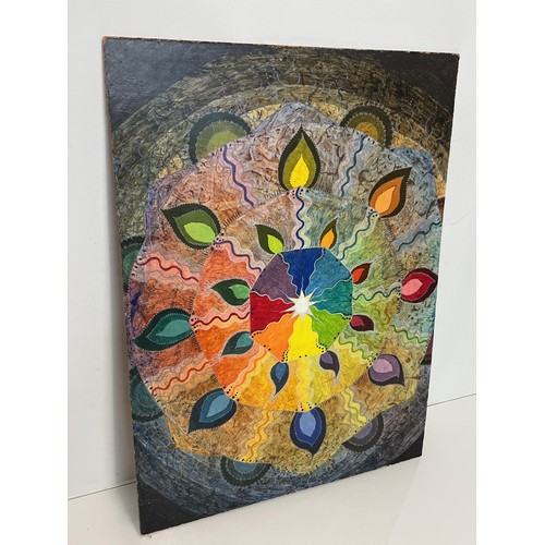 209 - Contemary painting on board, an interesting interpretation of a colour wheel design. 46 cm x 61 cm.
... 