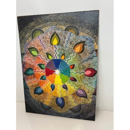 209 - Contemary painting on board, an interesting interpretation of a colour wheel design. 46 cm x 61 cm.
... 