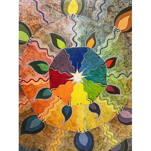 209 - Contemary painting on board, an interesting interpretation of a colour wheel design. 46 cm x 61 cm.
... 